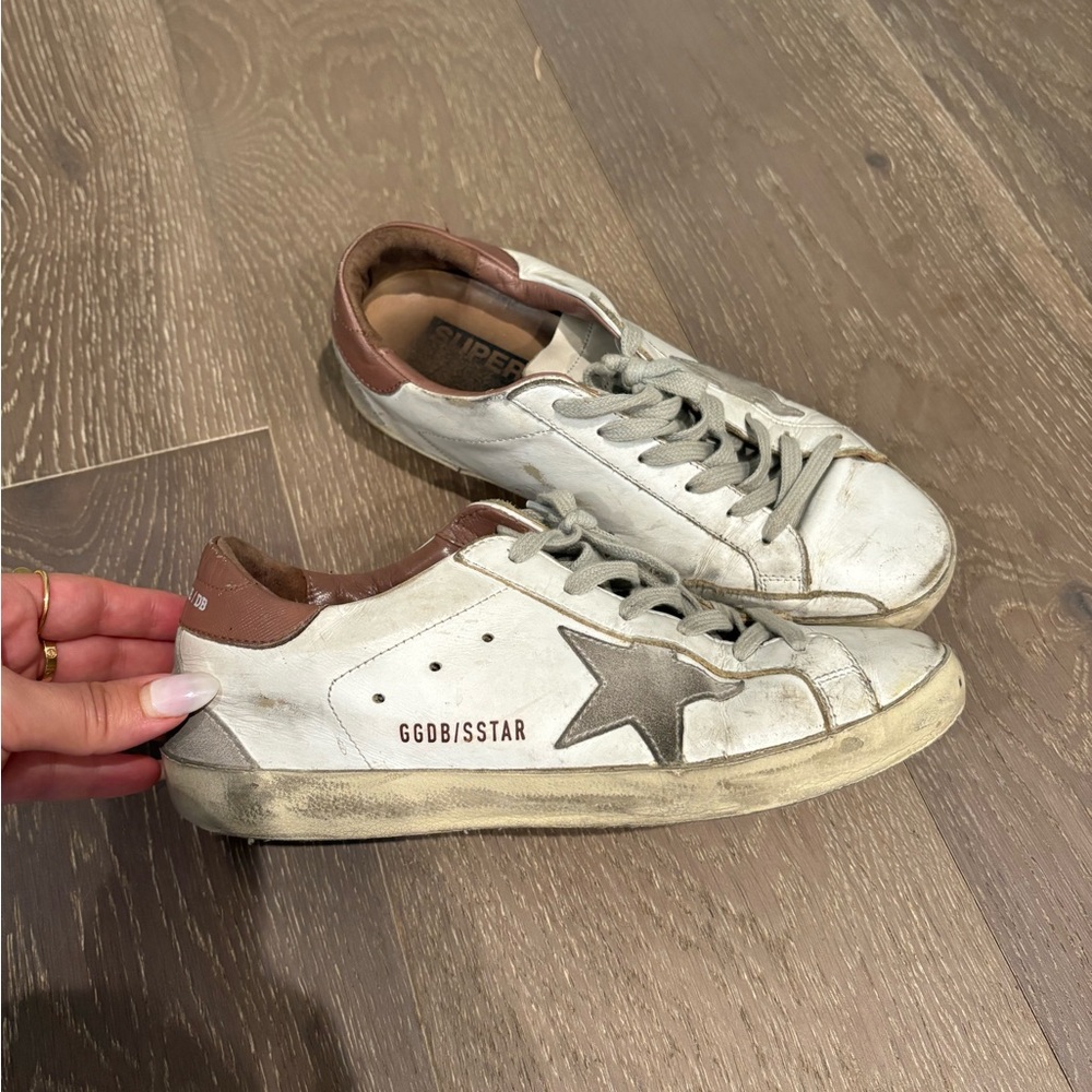 Golden Goose womens White and Brown Sneakers